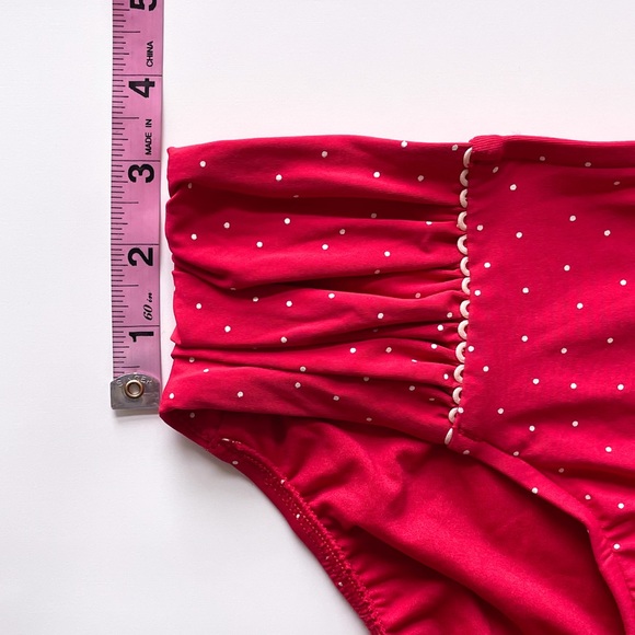Seafolly Red Off White Polka Dot Harlow Ruched Side Retro Bikini Bottoms 4 NWT - Picture 7 of 9